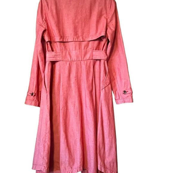 ANTHROPOLOGIE Elle Cotton Trench Coat Red Chambray Handkerchief Hem NWT - Picture 9 of 12